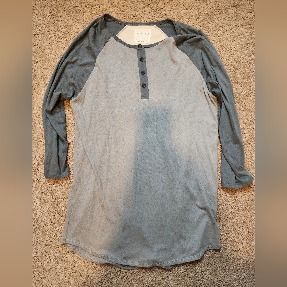 Gray Long Sleeve Henley Shirt